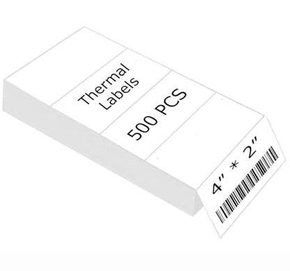 4" x 2" Thermal Labels Printable Shipping Label Stickers with Strong Adhesive, Large White Sticker Square Labels for Mailing, Shipping, Compatible with Most Thermal Printers (4" x 2"-500pcs) - style: 4" X 2"-White-500PCS