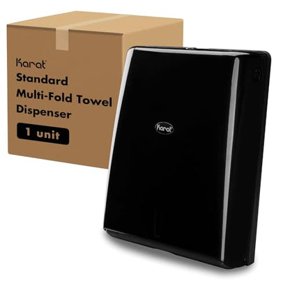 Karat Black Wall-Mount Multifold Paper Towel Dispenser, 1 Unit