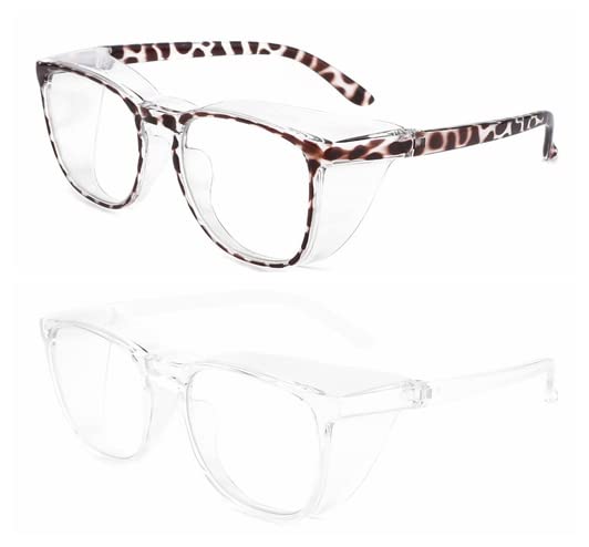 Alsenor Safety Glasses Anti Fog Goggles Protective Eyewear Blue Light Blocking ANSI Z87 UV Protection Glasses For Men Women (2 Pack(new-leopard+transparent)) - color: 2 Pack (New Leopard + Clear)