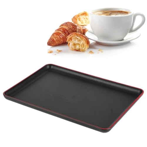 Limen Wood Grain Rectangular Acrylic Serving Tray, Non-Slip Base Rounded Edges Food Carry Platter for Home, Hotel, Restaurant(35 * 25cm/13.8 x 9.8in) - size: 13.8" x 9.8" x 0.8"