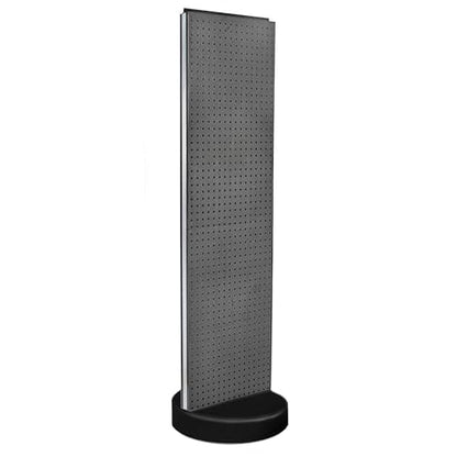 Azar Displays 700780 TWO-SIDED PEGBOARD FLOOR DISPLAY W/C-CHANNEL SIDES ON REVOLVING ROUND STUDIO BASE. PANEL SIZE: 16"W X 60"H, (Charcoal Graphite) - color: Charcoal
