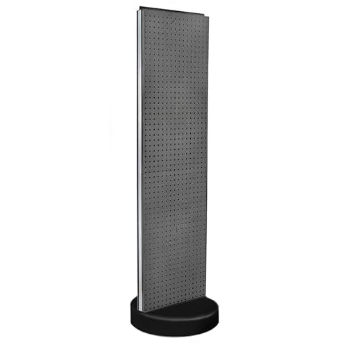 Azar Displays 700780 TWO-SIDED PEGBOARD FLOOR DISPLAY W/C-CHANNEL SIDES ON REVOLVING ROUND STUDIO BASE. PANEL SIZE: 16"W X 60"H, (Charcoal Graphite) - color: Charcoal