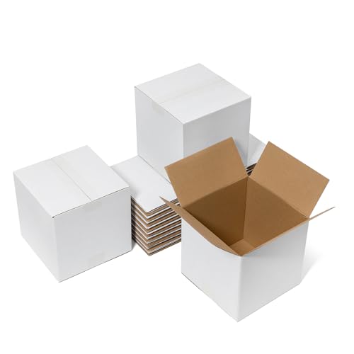 Mefleet 8x8x8" Shipping Boxes 25 Pack Corrugated Cardboard Square Box White - size: 8x8x8 inches (25 Pack)