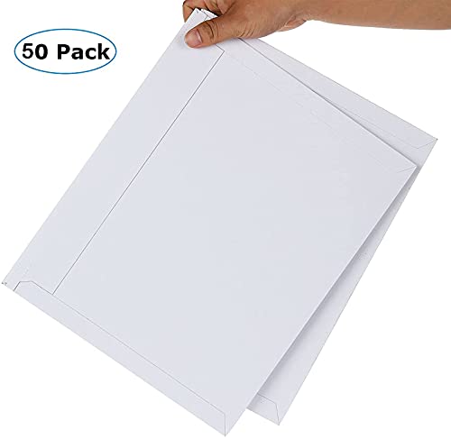 50 Pack 14 x 11 inches Security Self-Seal Envelopes Blank Stay Flat Photo Document Cardboard Envelopes Mailers Large White Chipboard Mailers