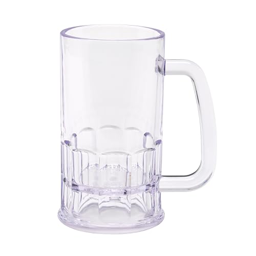 GET 12 oz Clear Plastic Beer Mug with Handle (Set of 4) - size: 12 Ounce, style: Set of 12