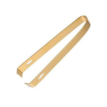 Stainless Steel Ice Tong, 6.3" x 0.8" Mini Sugar Tongs for Bar Ice Bucket, Delicate Metal Serving Tongs for Restaurant, Easy Grip Square Head Kitchen Gadgets(Gold)