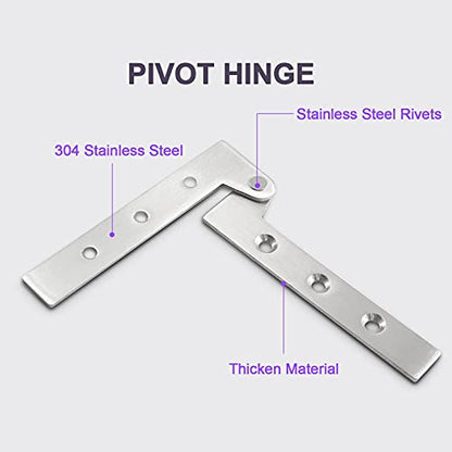 4Pcs 4 Inch 360 Degree Rotatable Door Pivot Hinges, Stainless Steel Hinge Door Pivot Hinge with Screws, for Windows Door Cabinet Cupboard - size: 4Inch