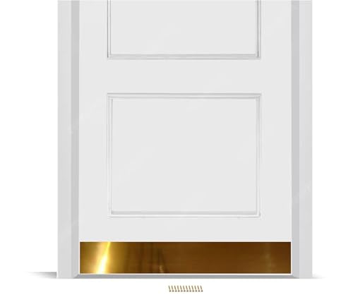 Deck the Door Decor Mop Protection Door Plate – Anodized Aluminum – ADA-Compliant Commercial Door Guard – Heavy-Duty Door Protection – Shiny Brass Screw Mount – 34 x 4 - color: Shiny Brass, size: 34" x 4