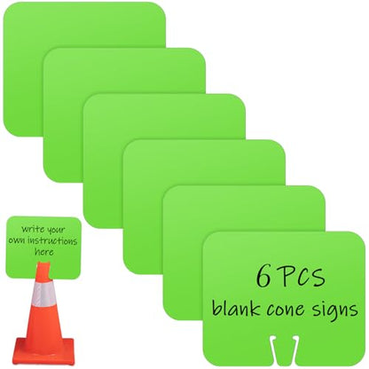 Geetery 6 Pcs Blank Traffic Cone Signs, 10.4"x12.6" Write-on Sign, Green - color: Green