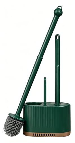 Basaza Toilet Brush and Holder Set Hidden Toilet Bowl Cleaning Brush and Holder for Bathroom Toilet Bowl Cleaner Brushes & Holders 4 in 1 Dark Green Bathroom Accessories - color: #Aa Dark Green 4 in 1 Toilet Brush and Holder Set