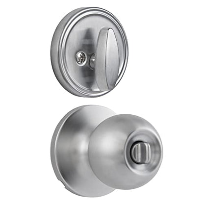 BRINKS Commercial - Keyed Entry Door Knob with Deadbolt Set, Satin Chrome Finish - Meets ANSI Grade 2 Standards