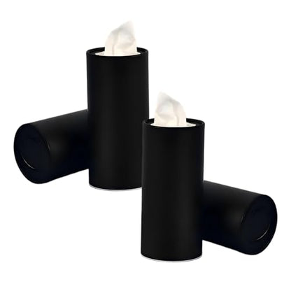 4 PCS Car Tissue Holder, Car Cup Holder Cylindrical Box, Convenient Refillable Automotive Travel Tissue Tube with 120 Sheets Facial Tissues, Universal for Most Cars (Black) - color: Black