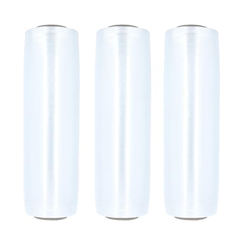 PSBM 4 Rolls 15 Inch x 1476 Feet 48 Gauge Pre-Stretched Film/Wrap, Industrial Strength Clear Shrink Plastic Wrap for Moving, Packing, Shipping, Pallet Wrapping & Storage - size: 15 Inch, style: 48 GA