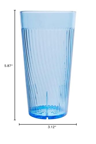 TrueCraftware- 14 oz. Belize Tumbler/Drinking Cups Blue Polycarbonate Set of 12-Premium Iced Tea Glasses Stackable Reusable Drinking Glasses Dishwasher Safe Break-Resistant for Home Restaurants - color: Blue, size: 14 oz