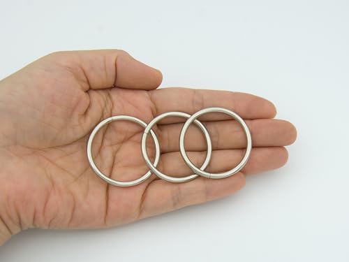 40pcs 4 Sizes O Rings Welded Strong Metal Heavy Duty Round Ring for Pet Collars Buckle Belts Strap Webbing Sewing - color: 5/4"(32mm) Silver 10pcs