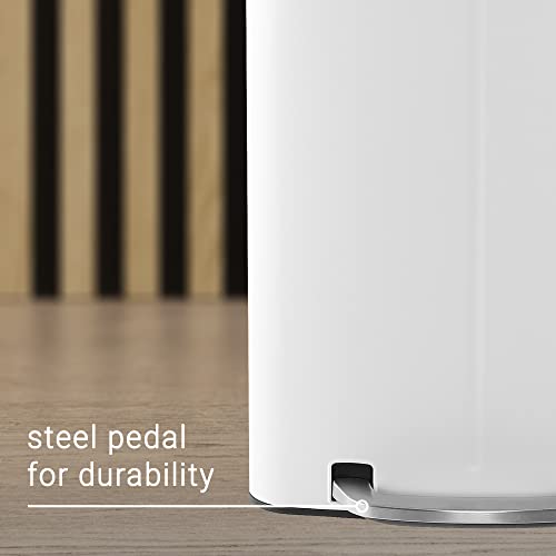 happimess Marco 10.6 Gal Double Bucket Step Trash Can, Cotton White - color: White