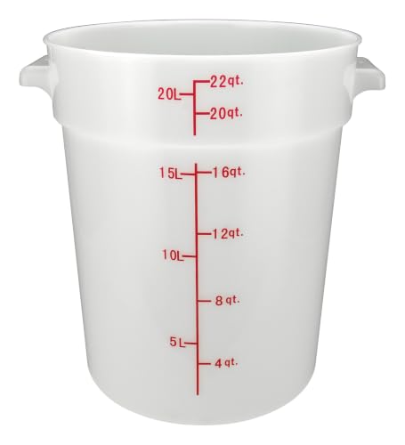 Winco 22 qt White Round Food Storage Plastic Container
