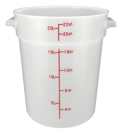 Winco 22 qt White Round Food Storage Plastic Container