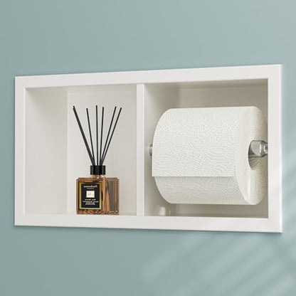 Neodrain White Recessed Toilet Paper Holder,for Standard/Mega Roll - color: White