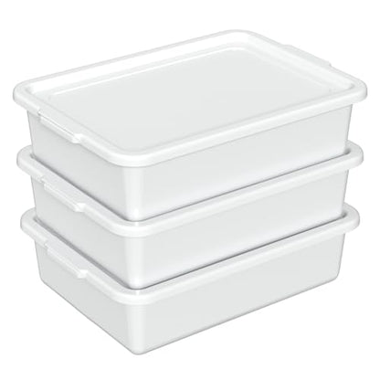 3 Pack Food Service Bus Tubs with Lids, 13 L Plastic Meat Mixing Tub