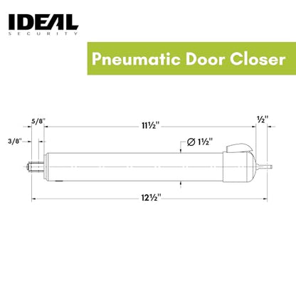 Ideal Security 9700 Heavy Pneumatic Touch & Hold Storm and Screen Door Closer for Wood, Aluminum, and Vinyl Doors, Silent and Smooth Closing, 11.5", Black - style: Black