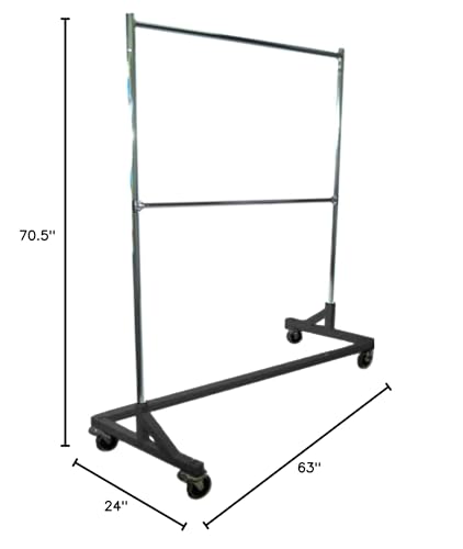 Heavy-Duty Commercial Grade Double-Bar Rolling Z Rack Garment Rack with Nesting Black Base by Metropolitan Display