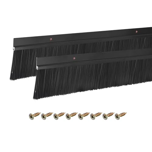 uxcell 2Pcs Door Brush Bottom Sweep H-Shape Aluminum Alloy Base with 2.4-inch Nylon Brush for Home, Industrial (39-inch L x 3.3-inch W, Black) - color: Black, Black, size: 39-inch x 3.3-inch x 2.4-inch