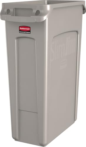Rubbermaid Commercial Products Slim Jim Trash Can, Beige, 23-Gallon - color: Beige, size: 23 Gal