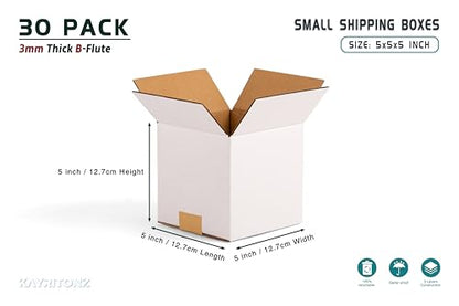 5x5x5 inch Small Shipping Boxes, 5 x 5 White Box, 30 Pack - size: 5x5x5-inch 30-Pack