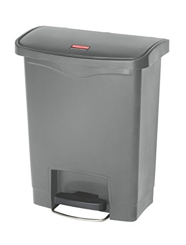 Rubbermaid Commercial Products Streamline Slim Step-On Plastic Trash/Garbage Can, 8-Gallon, Gray, Wastebasket for Home/Kitchen/Hospital/Healthcare Facility - color: Gray, size: 8 Gallon, style: Plastic Front Step Step-On