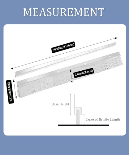 12-Set Door Brush Sweep – 2.80" x 39.3" CEPIA Garage Door Seal –White Roll Up & Exterior Door Sweep for Bottom Gap Protection (472 in / 12000 mm)