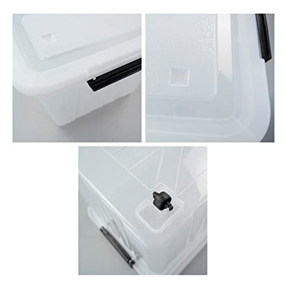 4-Pack Clear Large Plastic Storage Box with Wheels, 70 L - size: 70 L