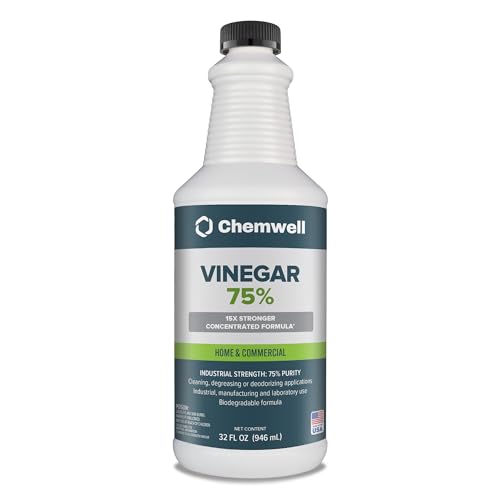 Chemwell 75% Vinegar (32 fl oz) - General Purpose All-Natural Multi-Surface Cleaner for Home, Patio & Commercial - High Performance, Powerful Concentrated Acetic Acid - Made in USA - color: 75% - 32 fl oz