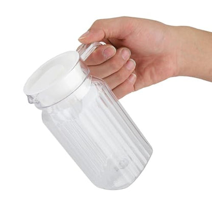 17 oz Small Plastic Carafe with Lid and Spout, 500ml Small Clear Water Jug for Hot/Cold Water, Iced Tea Pitcher for Coffee, Mini Juice and Homemade Beverage Carafe (500ml) - size: 16.9 Ounces