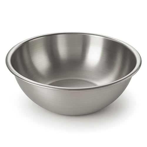 30 Qt Standard Stainless Steel Mixing Bowl, Silver Mirrored Finish, 21 11/16 Inch Diameter, Dishwasher Safe, Stackable