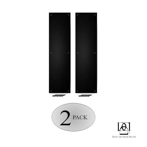 Deck the Door Decor | Door Push Plate - Screw Mount - Multiple Sizes & Finishes (Satin Black, 3 x 12)(Pack of 2) - color: Satin Black, size: 3 x 12" ( 2 Pack)