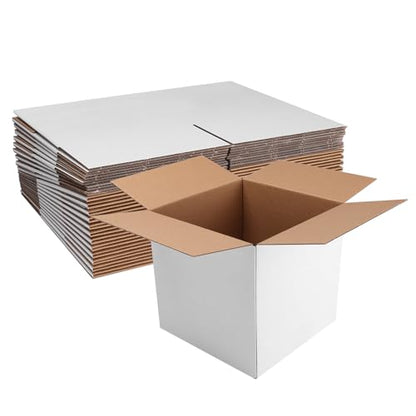 Shipping Boxes 8X8X8 Set of 25, White Corrugated Cardboard Box for Mailing Business Packaging - size: 8x8x8 Inches