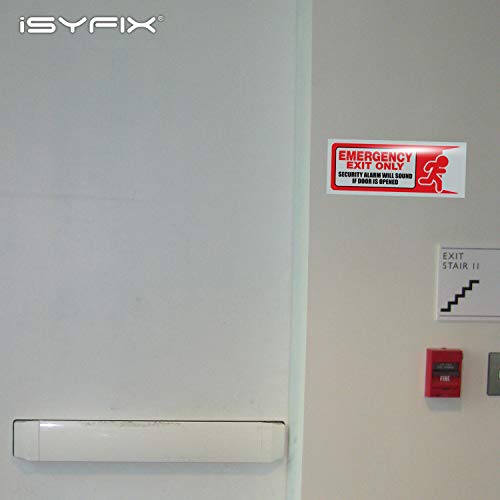 iSYFIX Emergency Exit Only Stickers, 10x4 Inch, 3 Pack - color: RED & WHITE, size: Medium