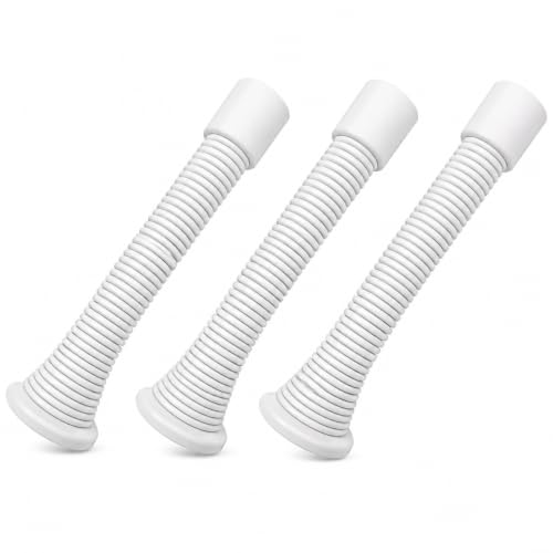 Spring Door Stopper-White – 3-Pack Wall Door Stopper – Easy Installation Doorstop with Rubber Bumper Tip – Heavy Duty Materials and No-Damage Design - color: White
