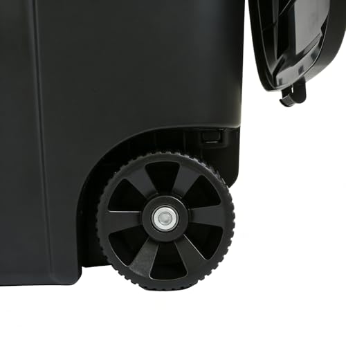 32 Gallon Outdoor Trash Can with Lid & Wheels, Plastic Patio Garbage Can