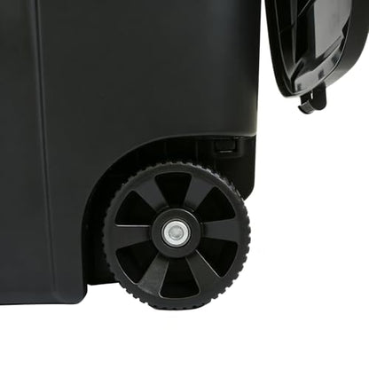 32 Gallon Outdoor Trash Can with Lid & Wheels, Plastic Patio Garbage Can