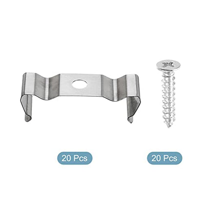 MECCANIXITY T8 Clips Bracket Hanger Fluorescent Tube Light Fixture Holder Clamps with Screws for LED Bulbs Ceiling Lamp, Pack of 20 - size: T8