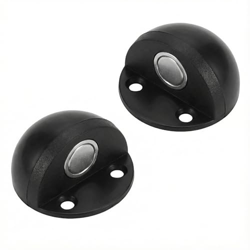 Magnetic Door Stop, Cushioning Bumper & Draft Hold, 2-Pack, Black - color: Black