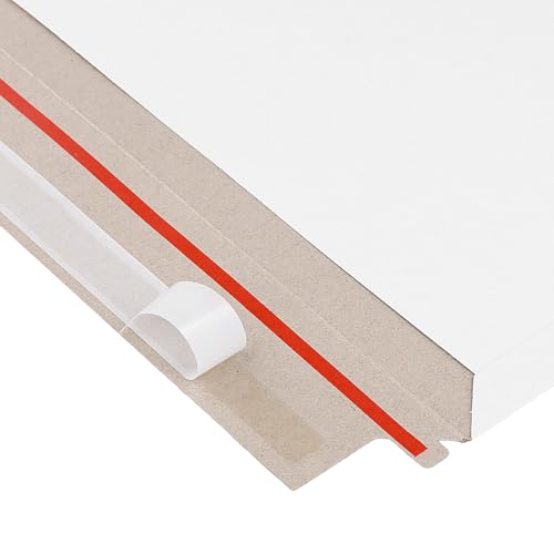 JAPCHET 200 PCS 9.75 x 6.25 Inch Rigid Mailers, Flat Photo Document Mailers with Self Seal Closure, White Cardboard Envelopes for Shipping CD, Photos, Documents, Papers