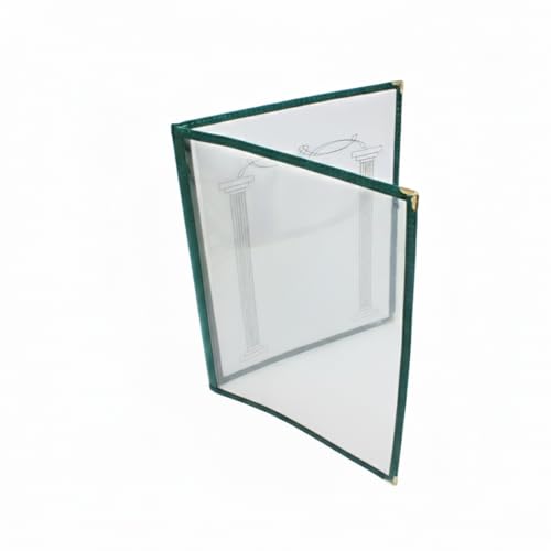 TrueCraftware- 8-1/2” x 11” Green Double Fold Restaurant Menu Covers 2 Page 4 View Set of 10- Crystal Clear Café Menu Holders Fits A4 Size Paper Menu Covers Clear Menu Sleeves - color: Green