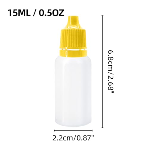 10Pcs 15ml Plastic Dropper Bottles, 0.5oz Small Squeeze Leakproof Dropper Bottle with Childproof Cap and Plug, Reusable Portable Eye Liquid Container for Travel Yellow - color: Yellow Cap