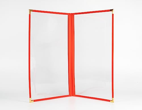 Menu Covers, Double Pages, 8.5" x 14" Legal Size, Red, Pack of 6 - color: Red