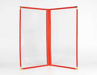 Menu Covers, Double Pages, 8.5" x 14" Legal Size, Red, Pack of 6 - color: Red