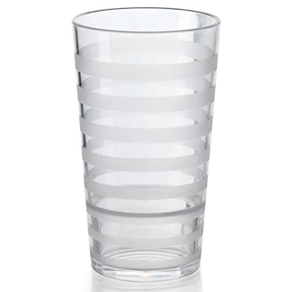 G.E.T. SW-1520-CL Orbis Shatterproof Opaque Striped Plastic Tumbler, 20 Ounce, Clear (Set of 12) - color: Clear