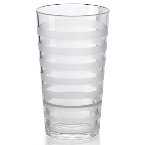 G.E.T. SW-1520-CL Orbis Shatterproof Opaque Striped Plastic Tumbler, 20 Ounce, Clear (Set of 12) - color: Clear